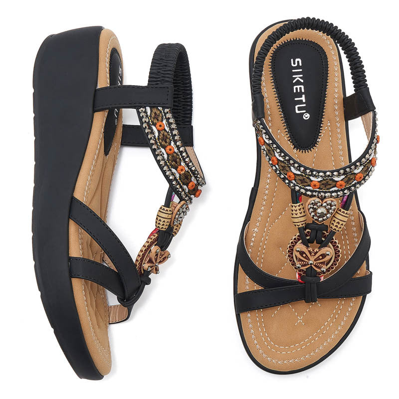 Dame sandaler med dekorativ fodkant Stilla