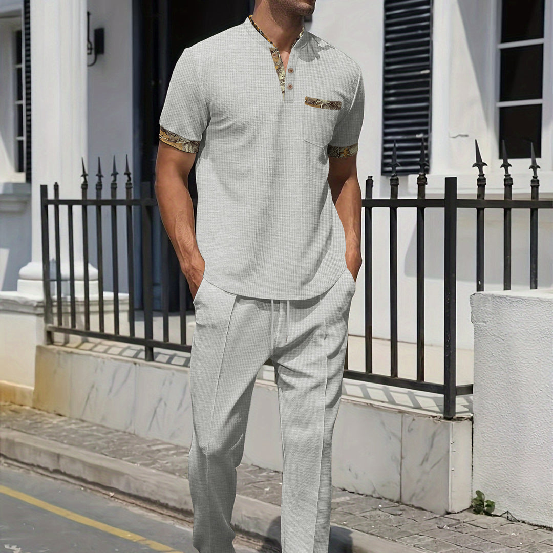 Herrer moderne fritids-outfit med elegant ståkrave og dekorative accenter Stilla