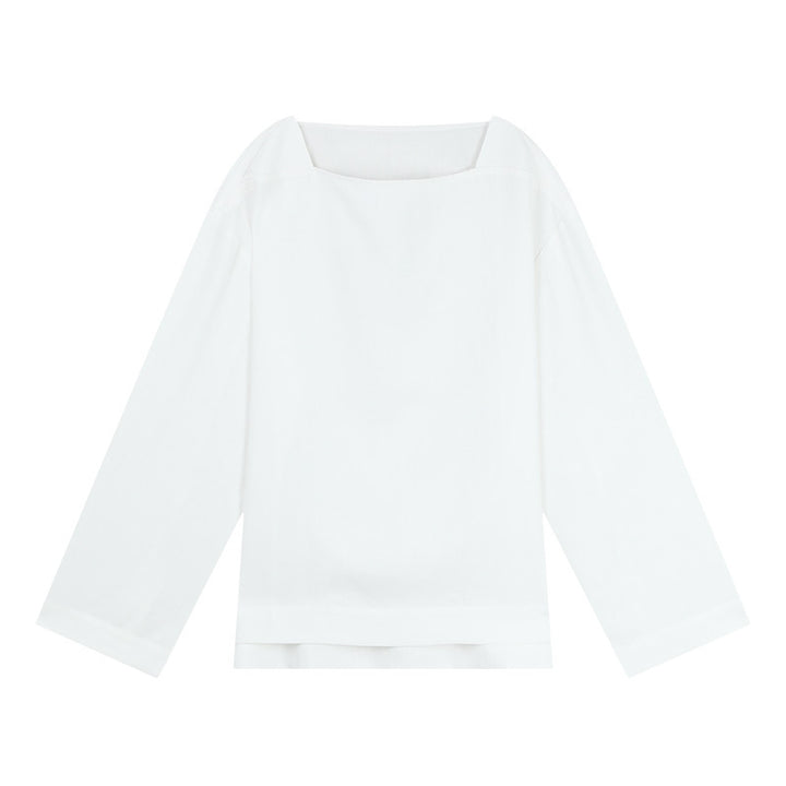 Dame afslappet longsleeve-top med dybt udskåret halsudskæring og fleksibel pasform Stilla