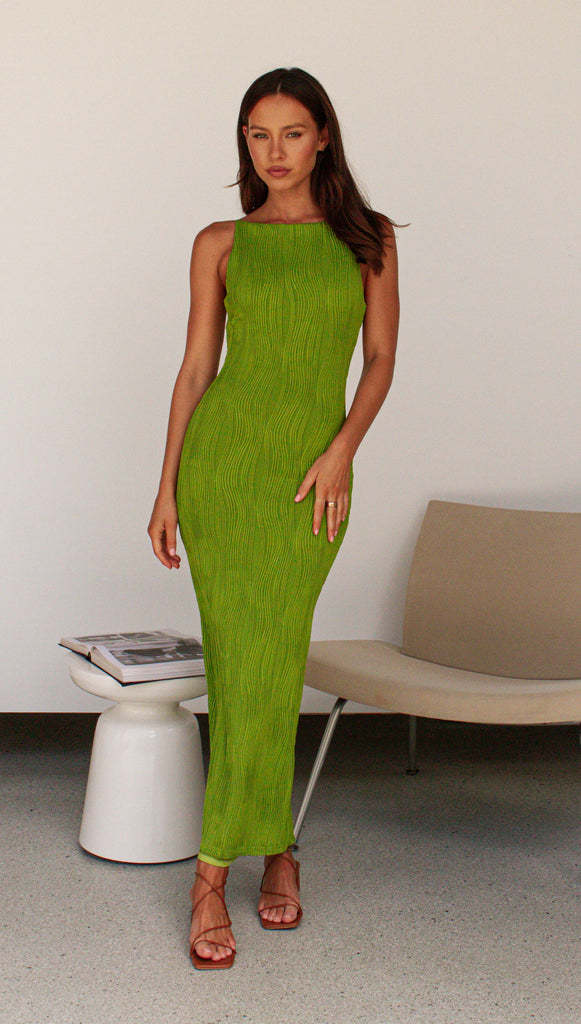 Dame Bodycon Maxi Kjole i Moderne Stribet Design Skovae