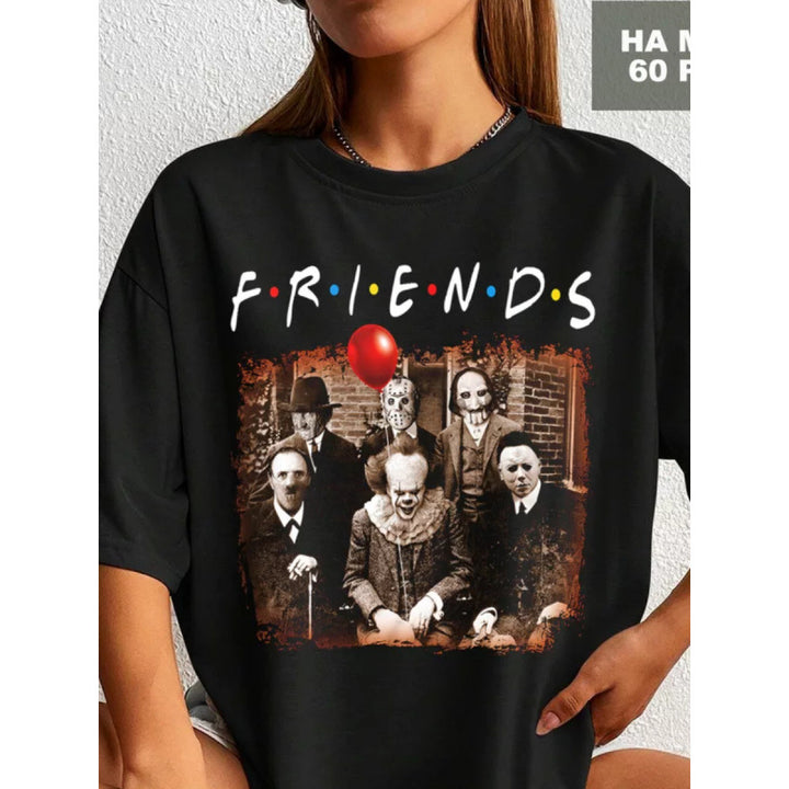 Dame T-shirt med kreativt horror-motiv og urbant design Stilla