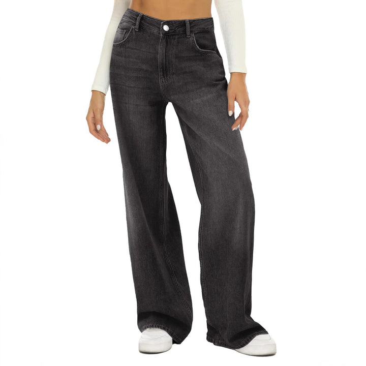 Dame brede højtaljede jeans med elegant snit Stilla