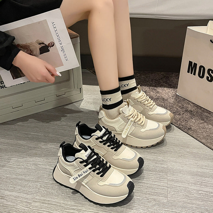 Dame Chunky Sneakers med tyk sål og åndbar overmaterialekombination Stilla