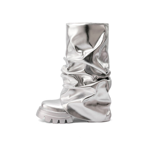 Dame Slouchy Metalisk Over-knæ Støvler med Stor Sål Stilla