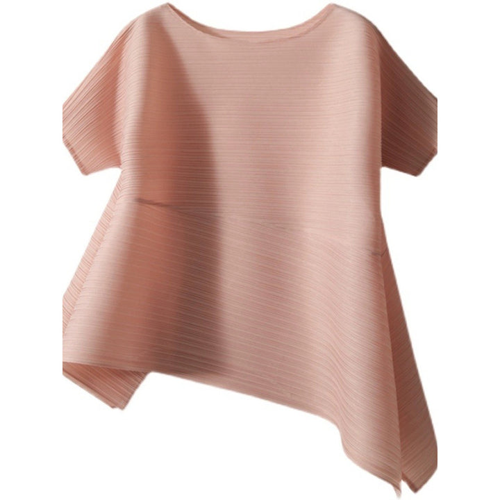 Dame vidt skåret plissé top med asymmetrisk design Stilla