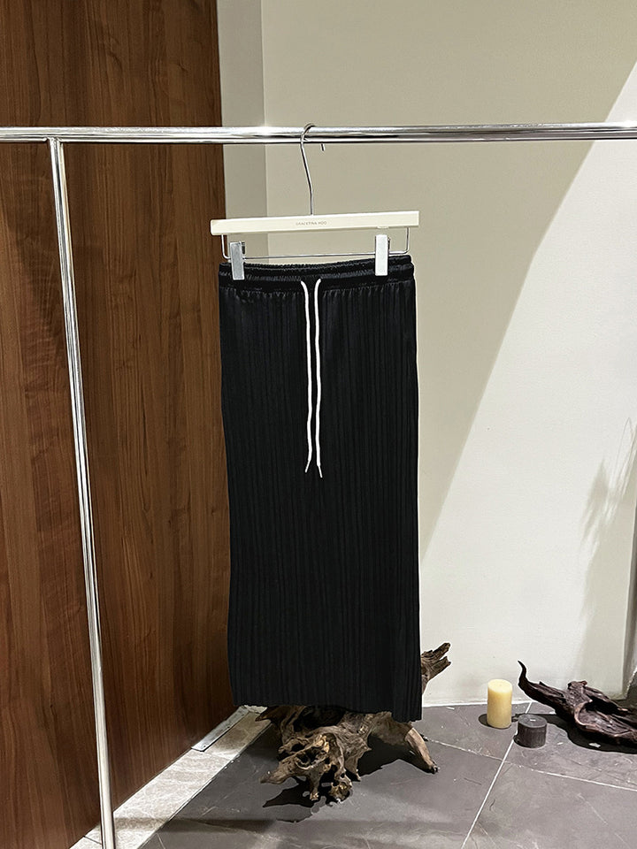 Dame elegant plisseret nederdel med elastisk talje og snortræk Stilla