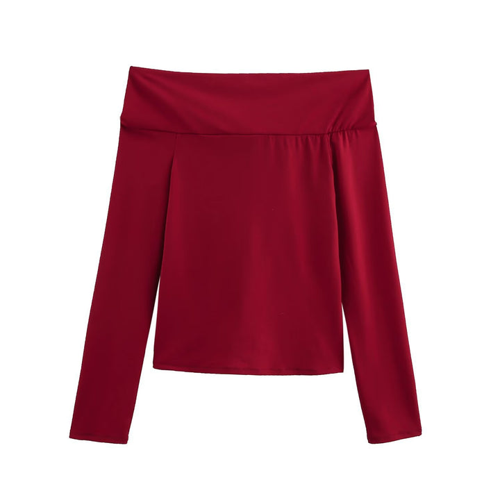 Dame Off-Shoulder Langærmet Top med draperet knopdetalje Stilla