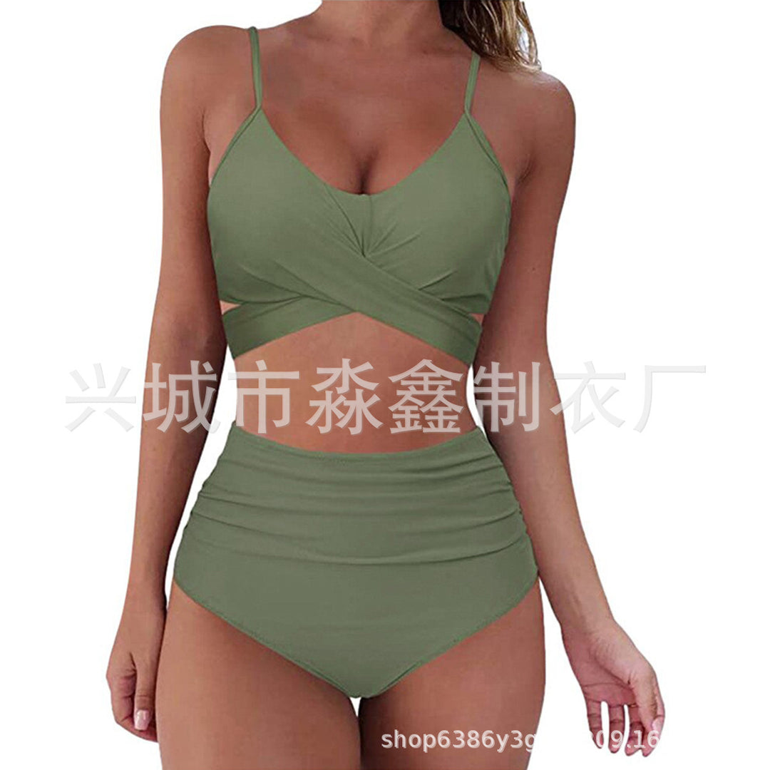 Dame Crop-Top bikini sæt med flettet design Skovae