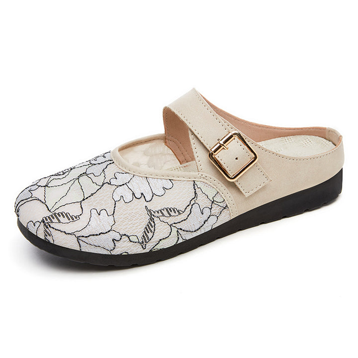 Dame elegante clogs med moderne blomsterdesign og justerbar rem Stilla