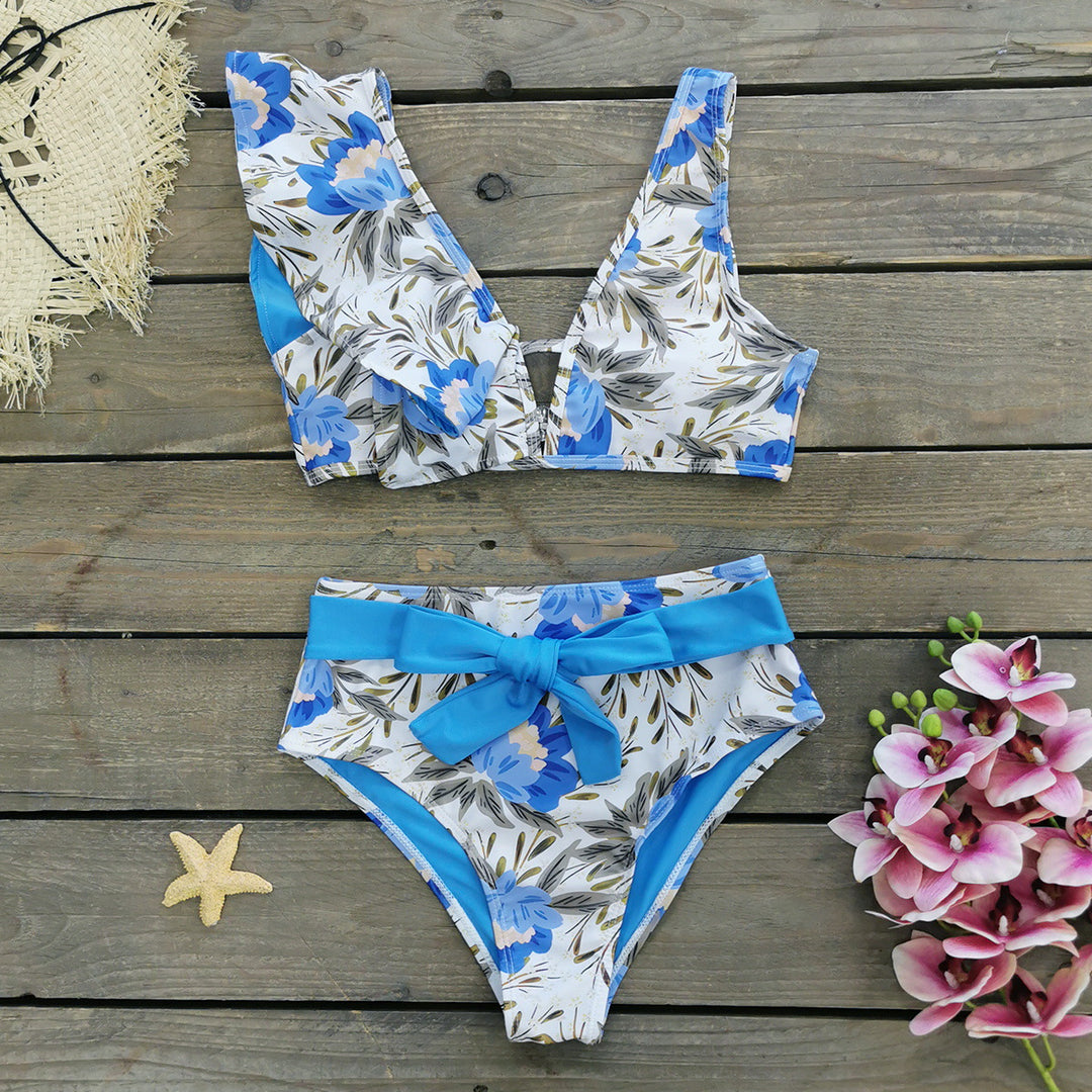 Dame bikini-sæt med høj talje og elegante flæser Stilla