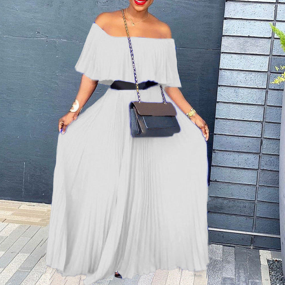 Dame Elegant Maxikjole med Off-Shoulder Design og flydende Skirt Stilla