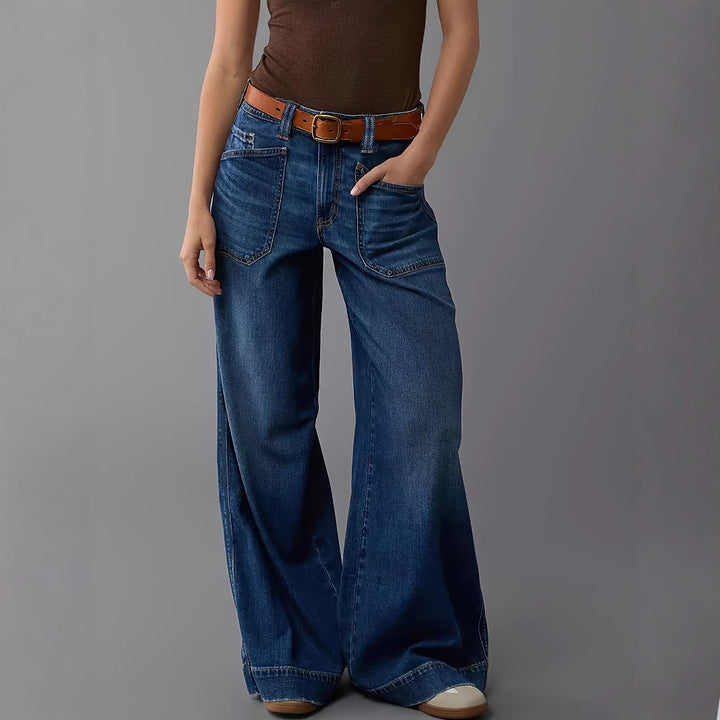 Dame brede jeans med høj talje Stilla