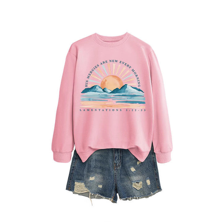 Dame sweatshirt med inspirerende solopgang design og afslappet pasform Stilla