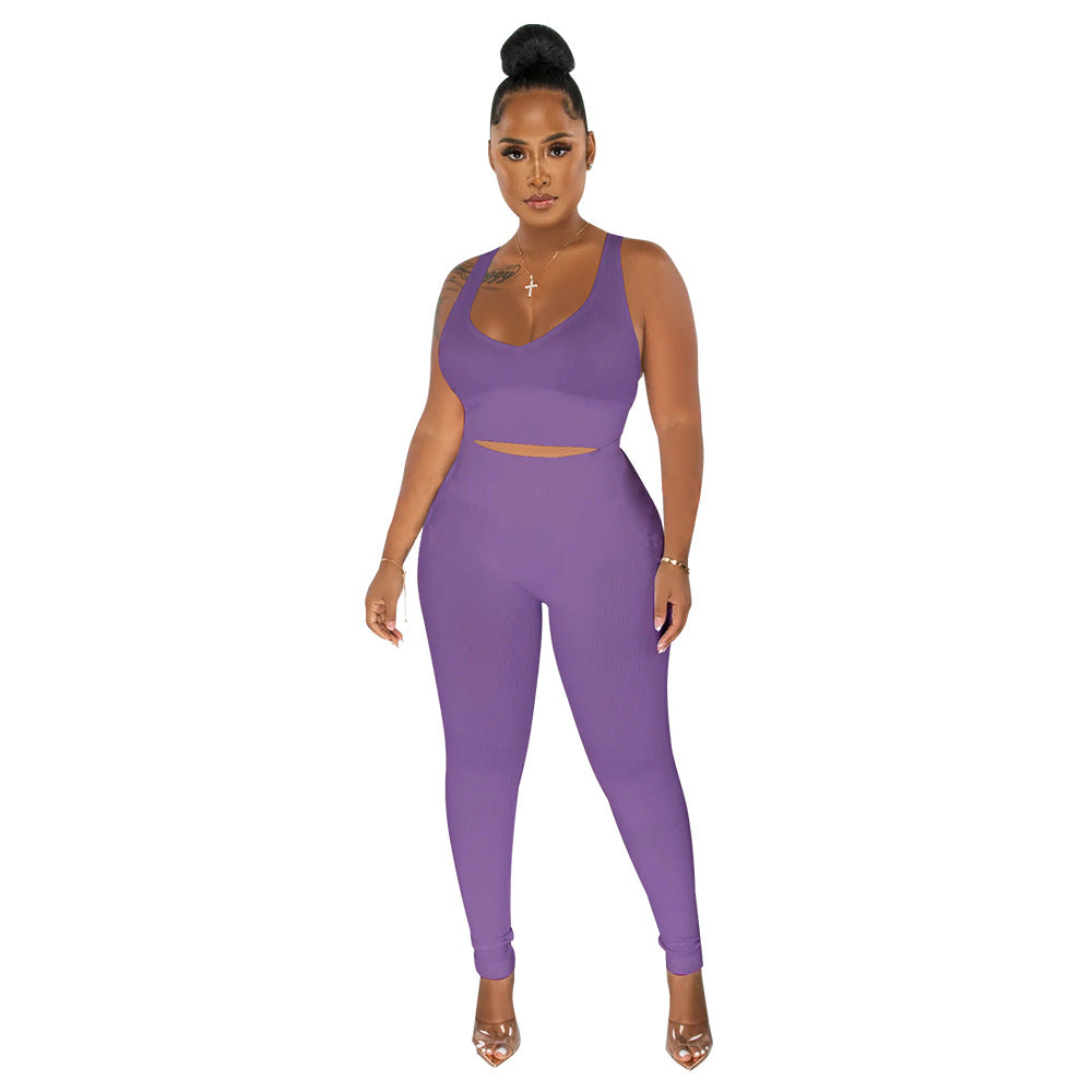 Dame Sporty Sæt bestående af Crop Top og High-Waist-Leggings Stilla