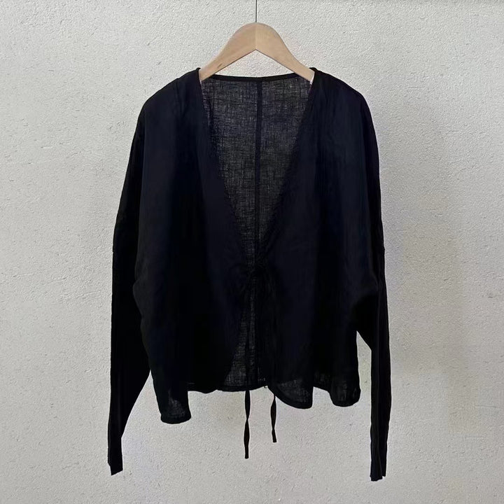 Femme Letvægts Bindefront Linnedbluse Stilla