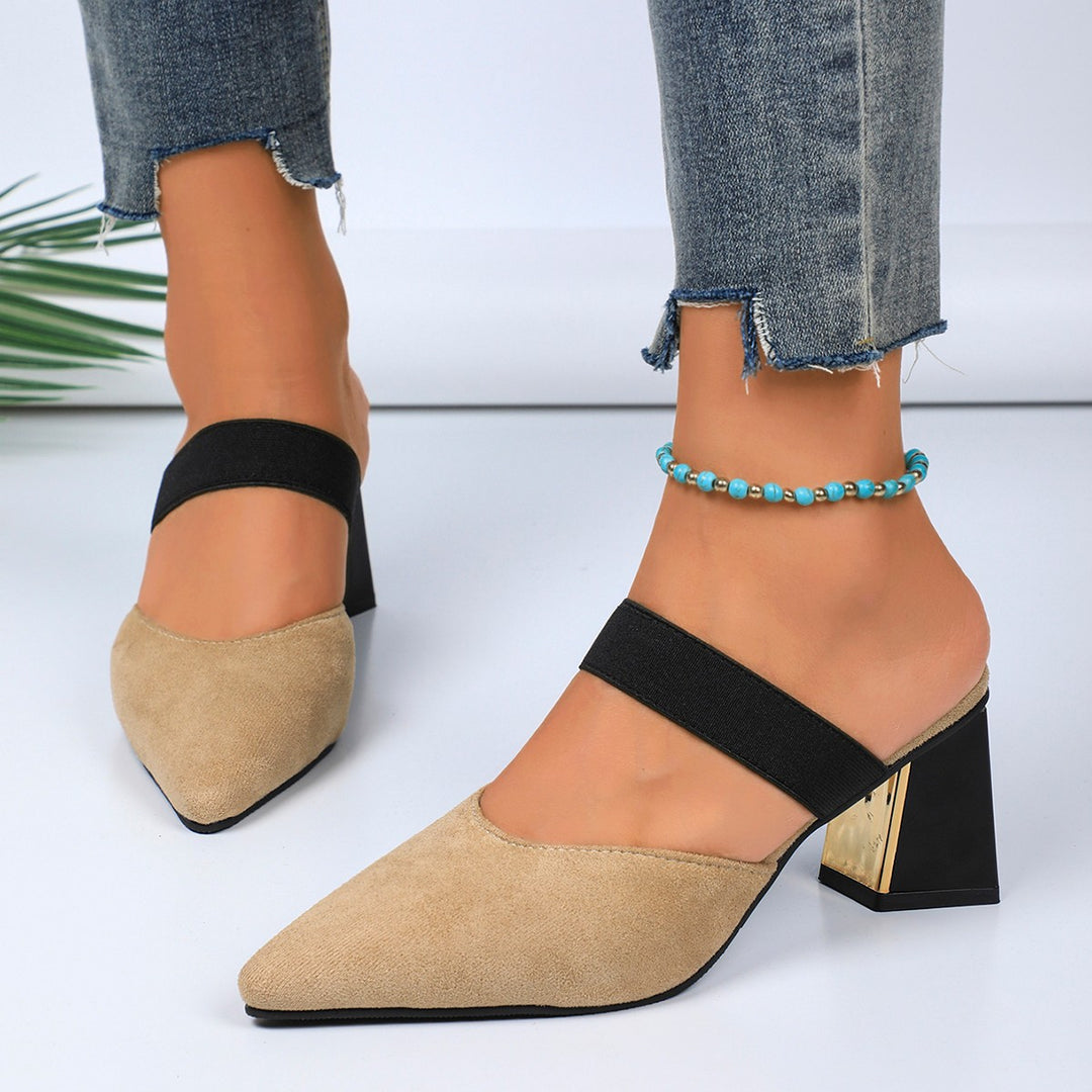 Damer elegante Slingback-pumper med blokhæle og justerbar rem Stilla