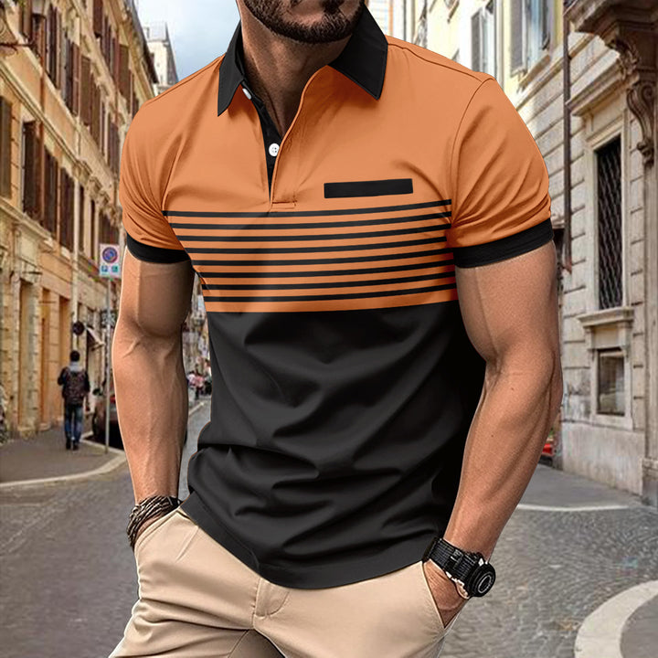 Herrer Poloshirt med struktureret stribemønster og moderne krave Stilla