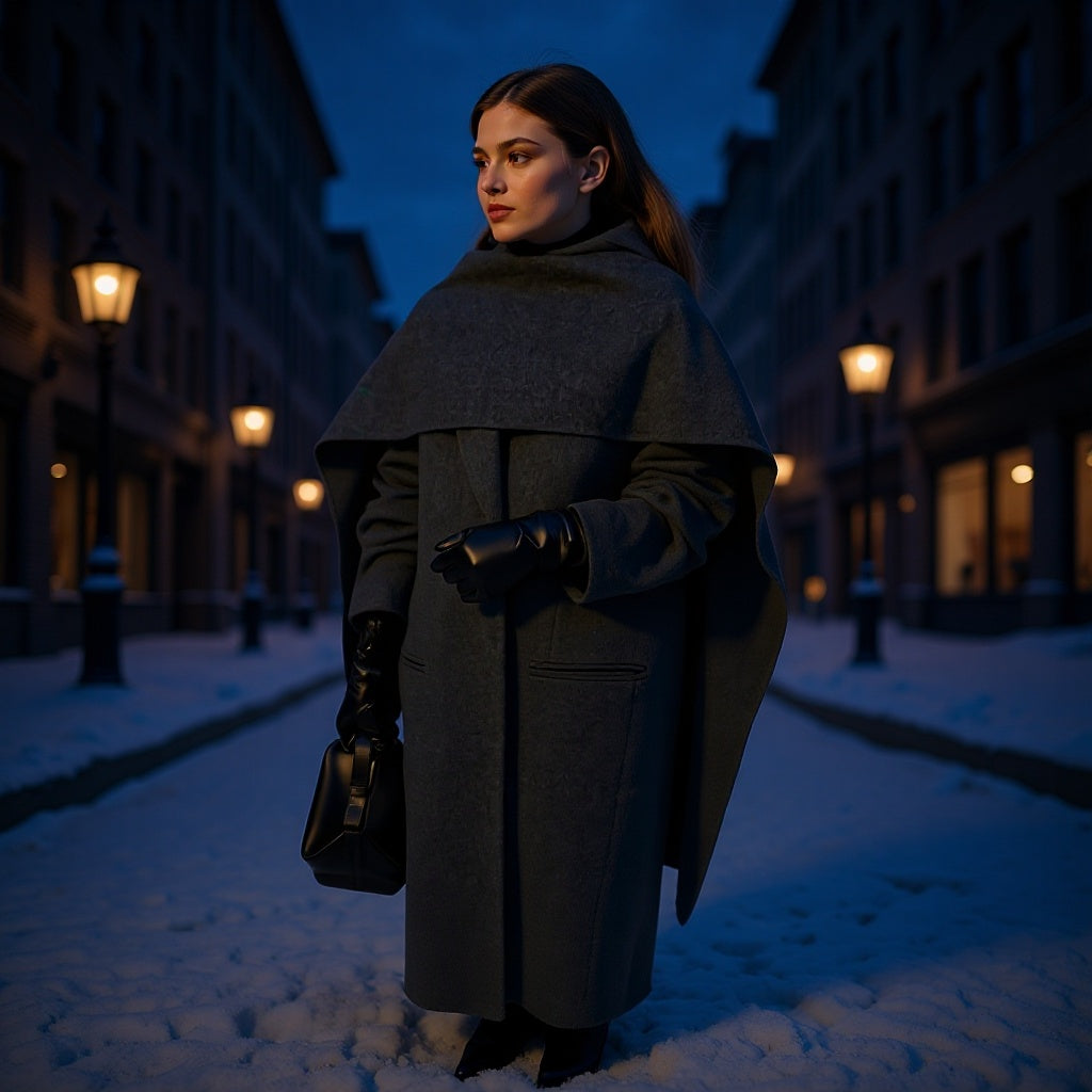 Damer Elegant Lang Frakke med Ultra-Modern Krave og Praktiske Lommer Stilla