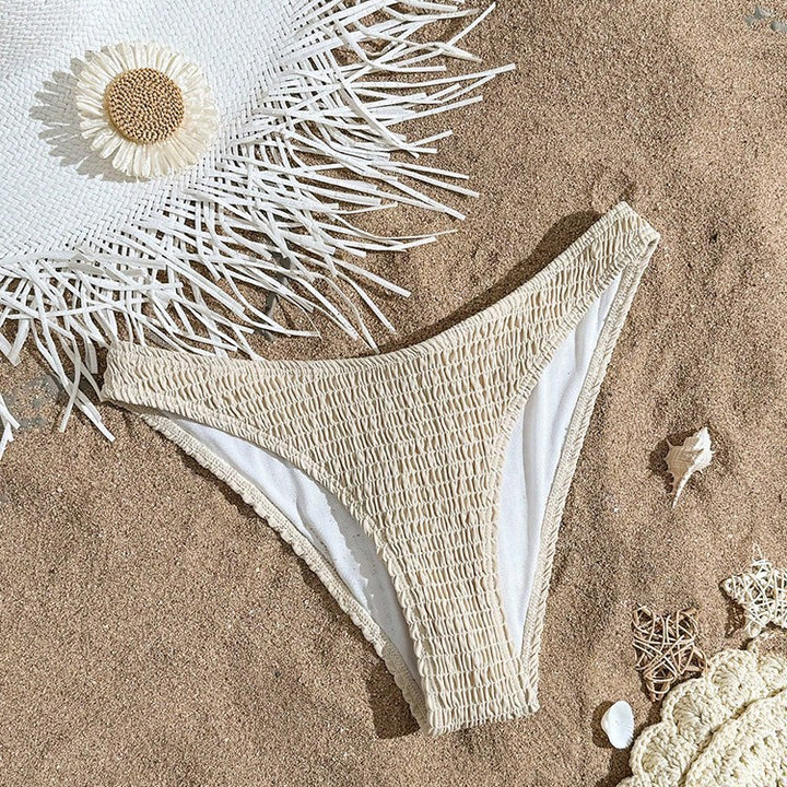 Dame bikiniunderdel med elastisk flæsedesign og høj udskæring Skovae