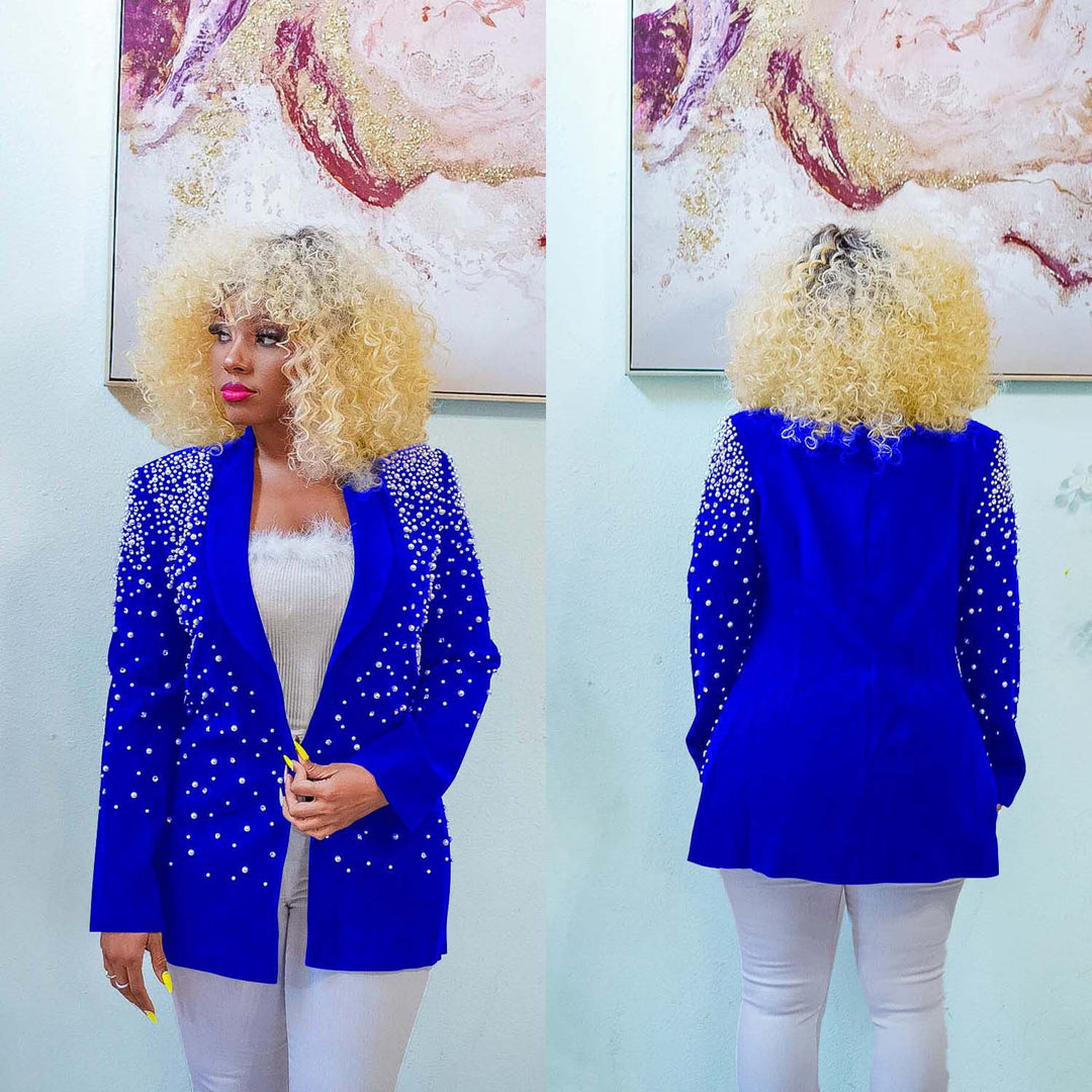 Dame Glamourøs Blazer med strassdekor og elegante detaljer Stilla