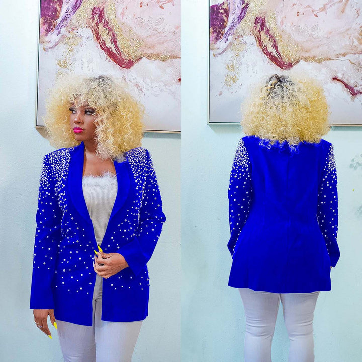 Dame Glamourøs Blazer med strassdekor og elegante detaljer Stilla