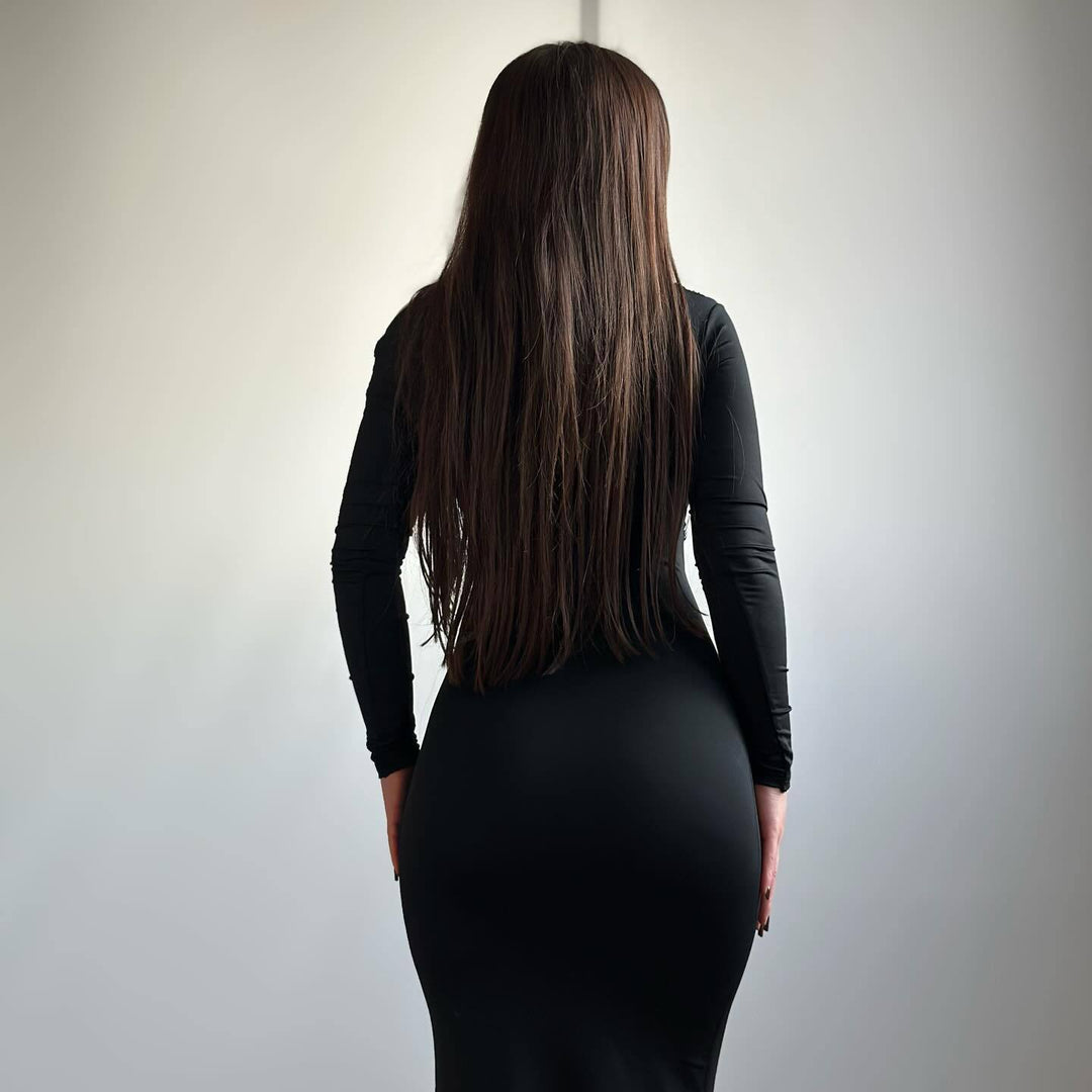 Dame Elegant Wrap Kjole med asymmetrisk Skulderdesign Stilla