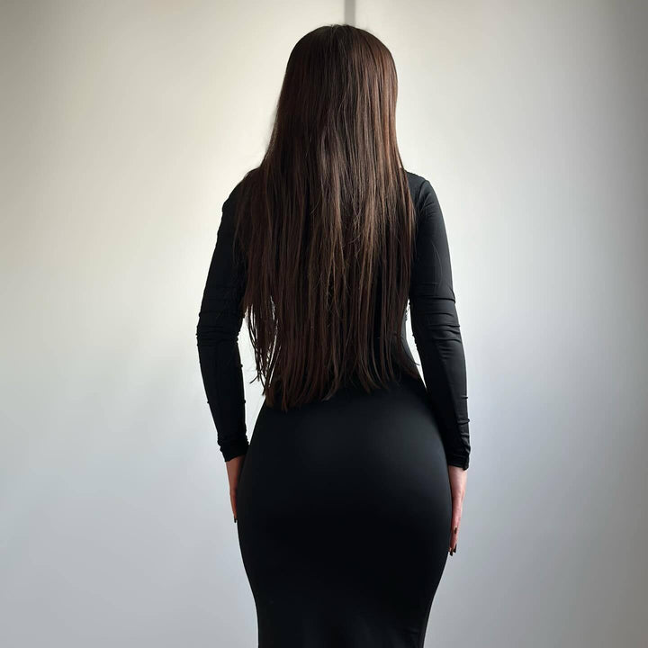 Dame Elegant Wrap Kjole med asymmetrisk Skulderdesign Stilla