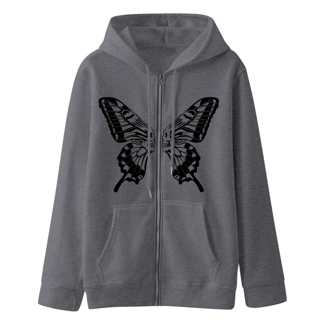 Kvinders hættetrøje sweatshirt jakke med unikt sommerfugltryk Skovae