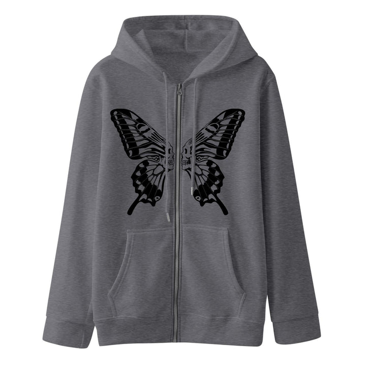 Kvinders hættetrøje sweatshirt jakke med unikt sommerfugltryk Skovae