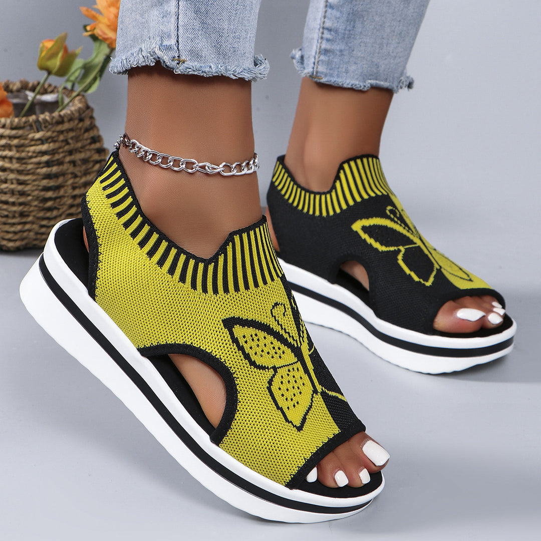 Dame Plateau-sandaler med moderne blomsterprint og skridsikker sål Stilla