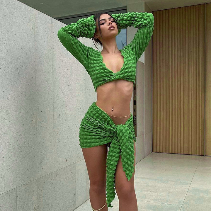 Femme Cut-Out Tekstureret Wrap Top Stilla