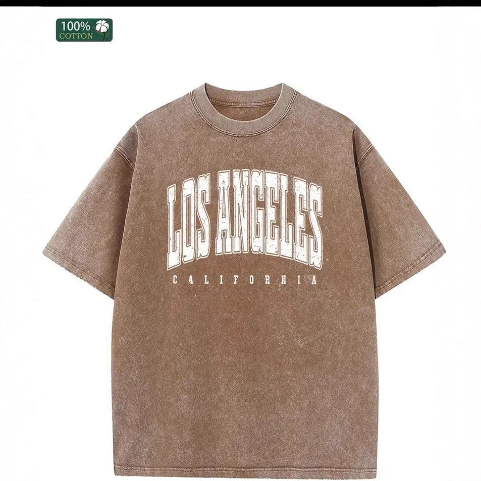 Dame Oversized T-shirt med Vintage Los Angeles Print og afslappet snit Stilla