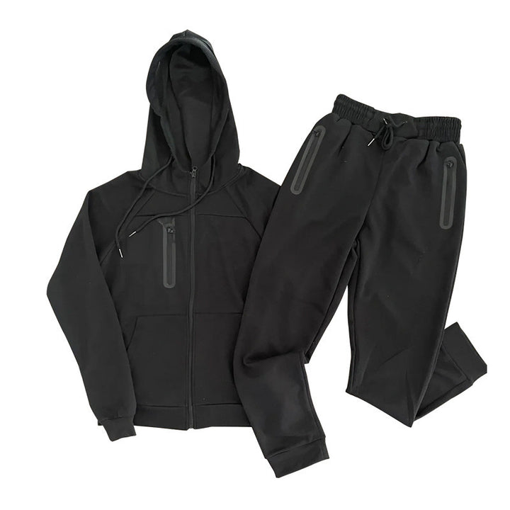 Herrer sporty hoodie sæt med innovativt design og praktiske lynlåslommer Stilla