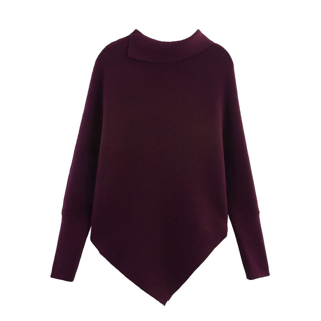 Dame moderigtig oversized strik med elegant ståkrave Stilla