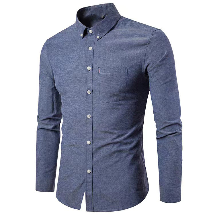 Herrer nan figursyet Oxford-skjorte med Button-Down-krave og brystlomma Skovae