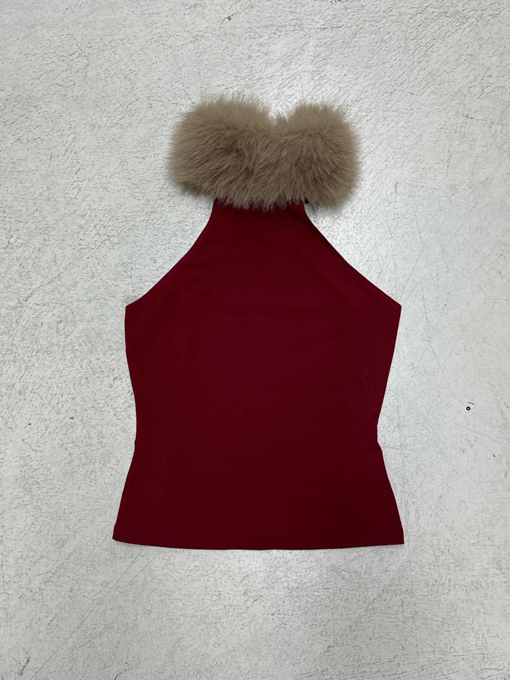 Damen elegantes langes Abendkleid mit raffiniertem Halter-Design und luxuriösem Kunstfellkragen Skovae