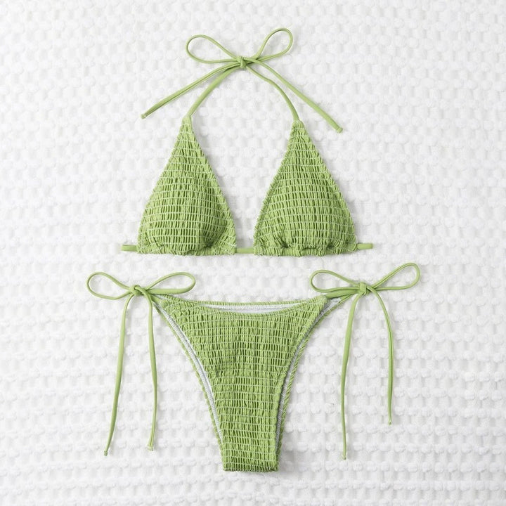 Dame Triangel-Bikini med raffinerede flæse-detaljer og justerbare stropper Skovae