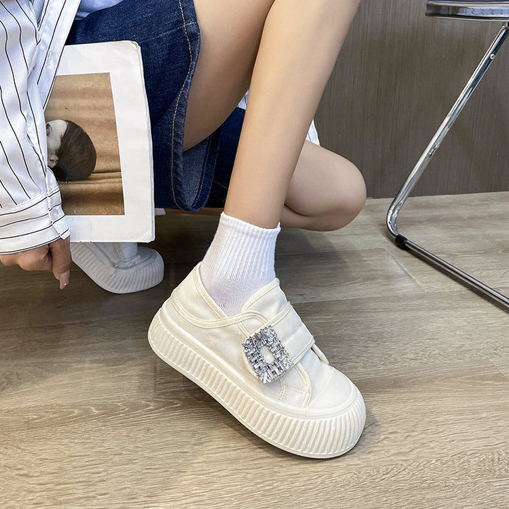 Dame Sneakers med moderne design og strassbesat velcro Stilla