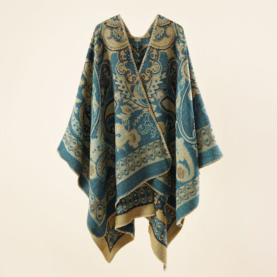 Dame Elegant Poncho med Kunstnerisk Blomster Mønster og Luksuriøst Feel Skovae