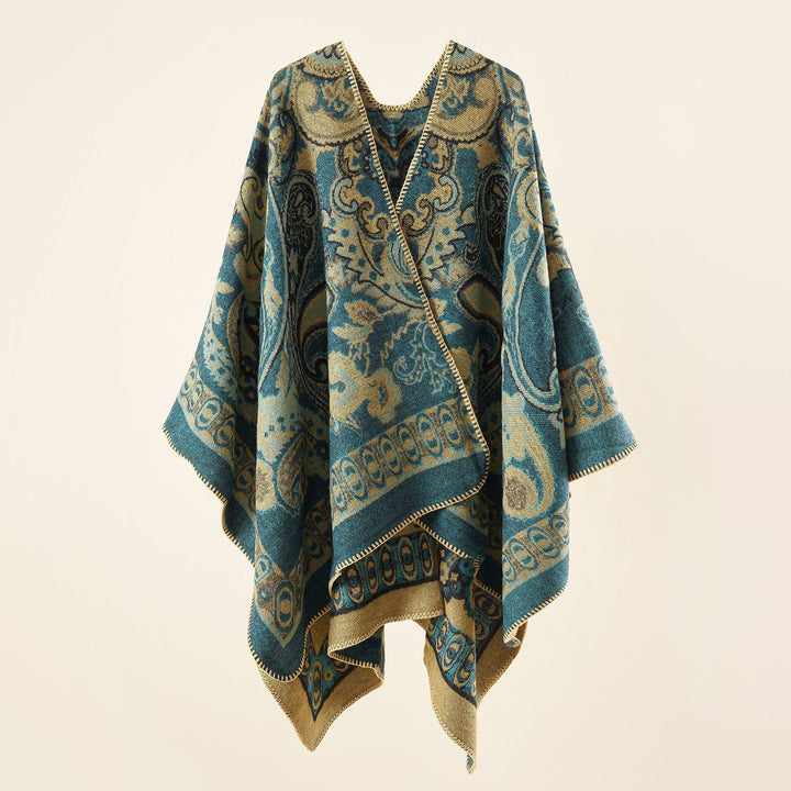 Dame Elegant Poncho med Kunstnerisk Blomster Mønster og Luksuriøst Feel Skovae