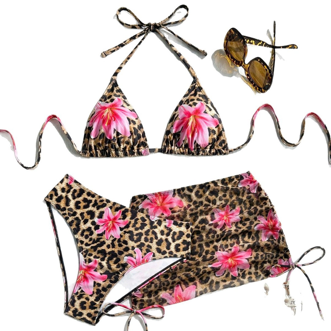 Dame Triangel-Bikini med gennemsigtig indpakningsskørt Skovae