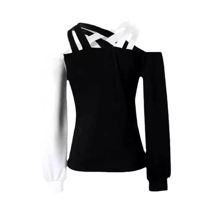 Dame Mode top med cut-out design og asymmetrisk ærmer Skovae