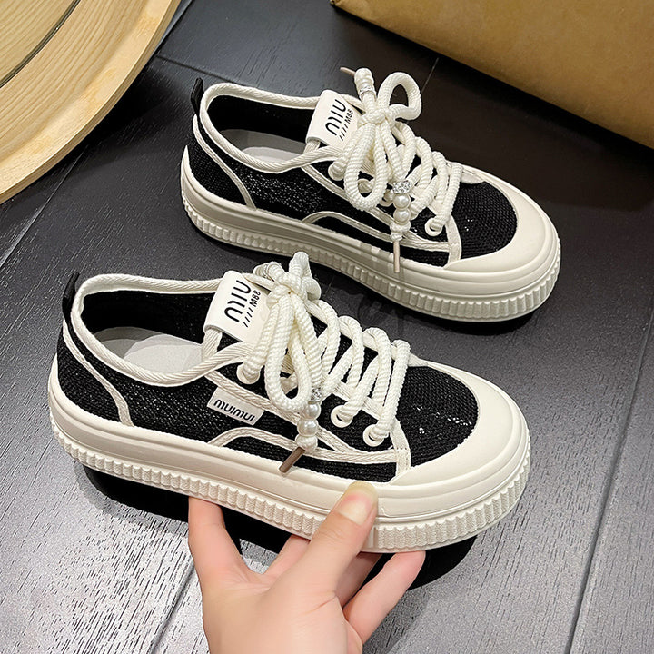 Dame plateausneakers med trendy netdesign og fashionable snøresystem Stilla