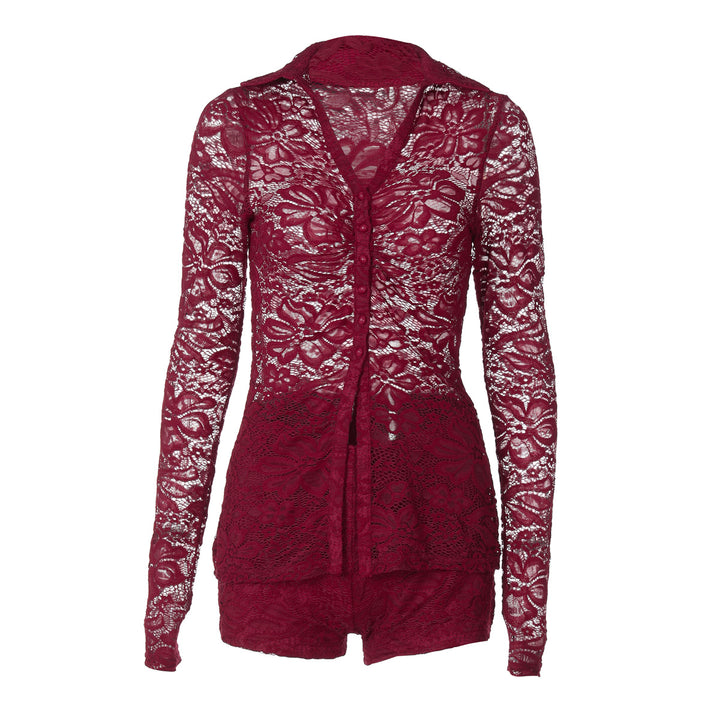 Dame Elegant Spids Bluse med lange ærmer og feminin Silhuet Skovae