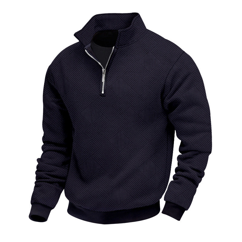 Herre stålkrave pullover med struktureret tekstur Stilla