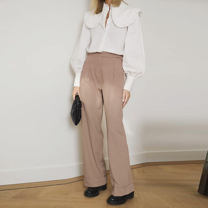 Dame løs High-Waist-joggingbukser med elegant folderlægning Stilla