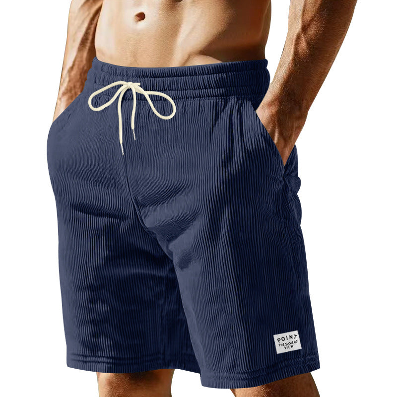 Herre nan knælange Lounge-shorts i ribbet struktur jersey med elastisk snor i taljen og påsyede lommer Skovae