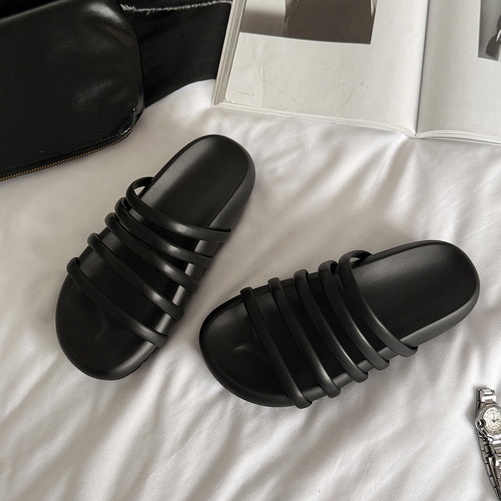 Femme Contemporary Slide Sandaler med flere stropper Stilla