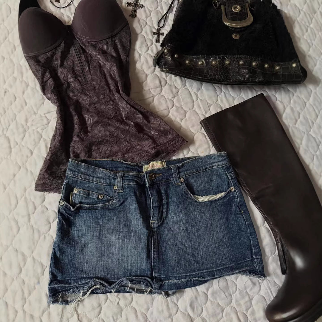 Dame Jeans-shorts i vintage stil Skovae