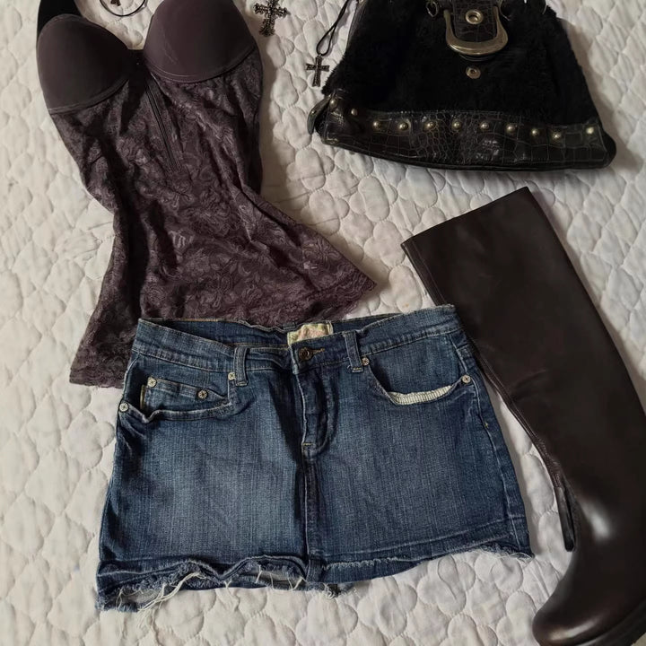 Dame Jeans-shorts i vintage stil Skovae